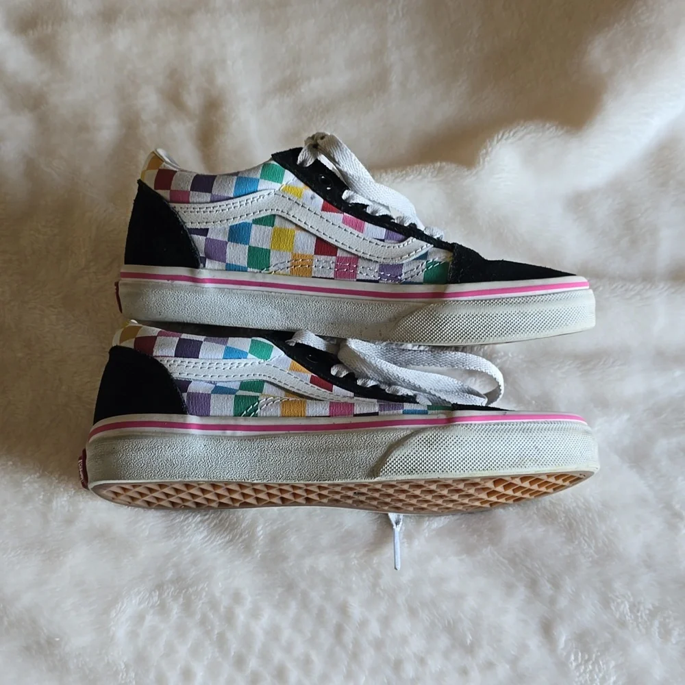 Vans Old Skool Rainbow‎ Checkerboard Skate Sneakers 1.5  Shoes Kids